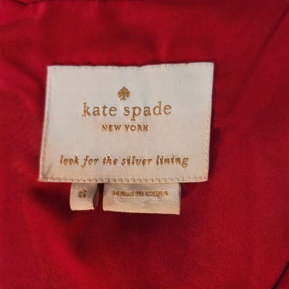 Kate Spade Deep Red "Mary" Sheath Dress with Peplum, Back Zip, Sz 6 - Picture 4 of 10